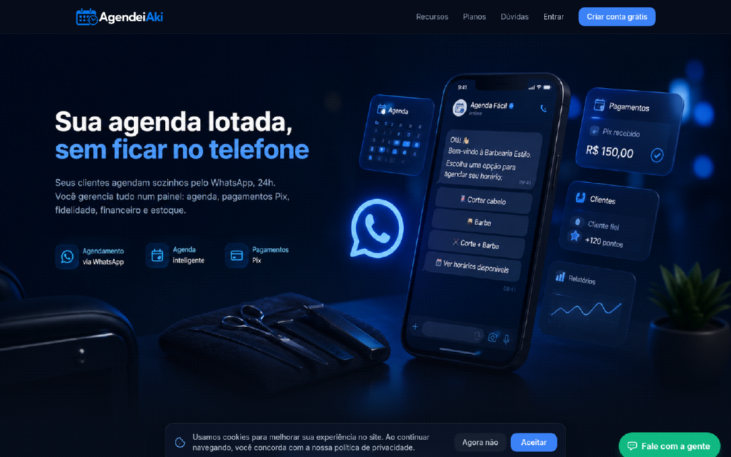 Tela do AgendeiAki — agenda no automático