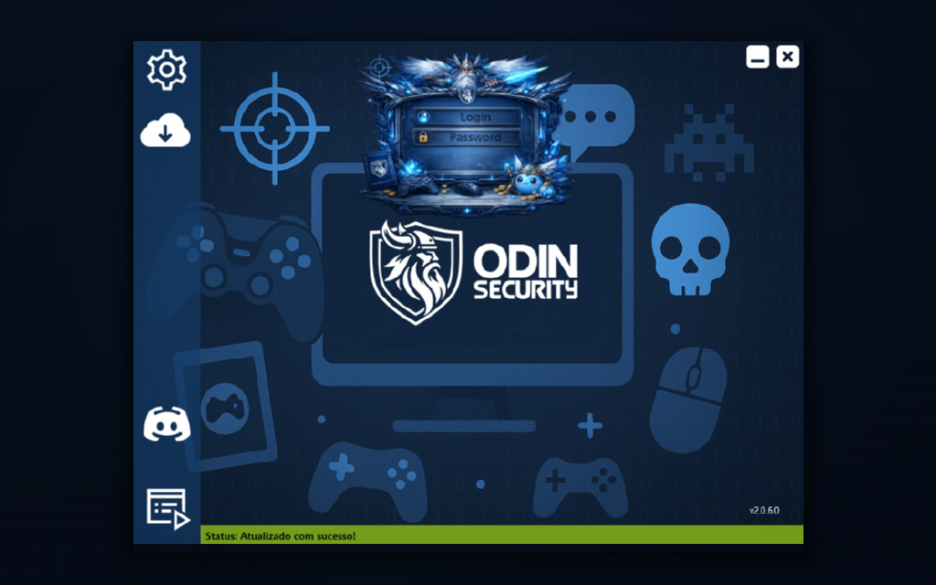 Tela do Odin Security — auto-patcher e anti-cheat