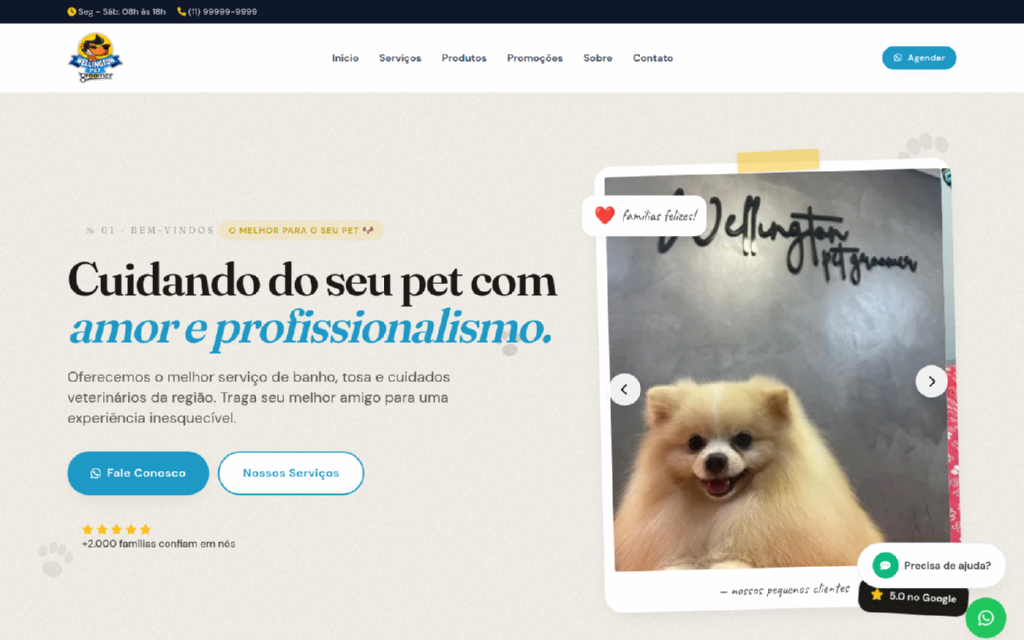 Tela do Wellington Pet Groomer